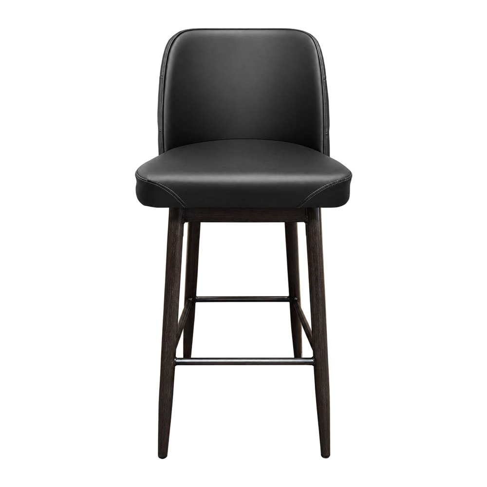 256-BM10501TUFBLKBLK Bar Stool w/ Solid Vinyl Back & Black Vinyl Seat, Black