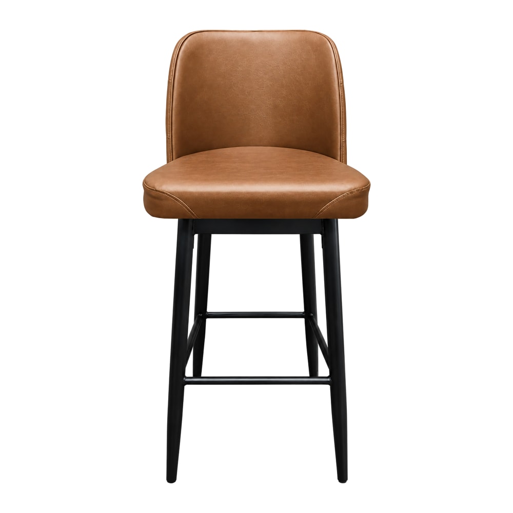 256-BM10501TUFDWBUC Bar Stool w/ Solid Vinyl Back & Buckskin Vinyl Seat, Driftwood