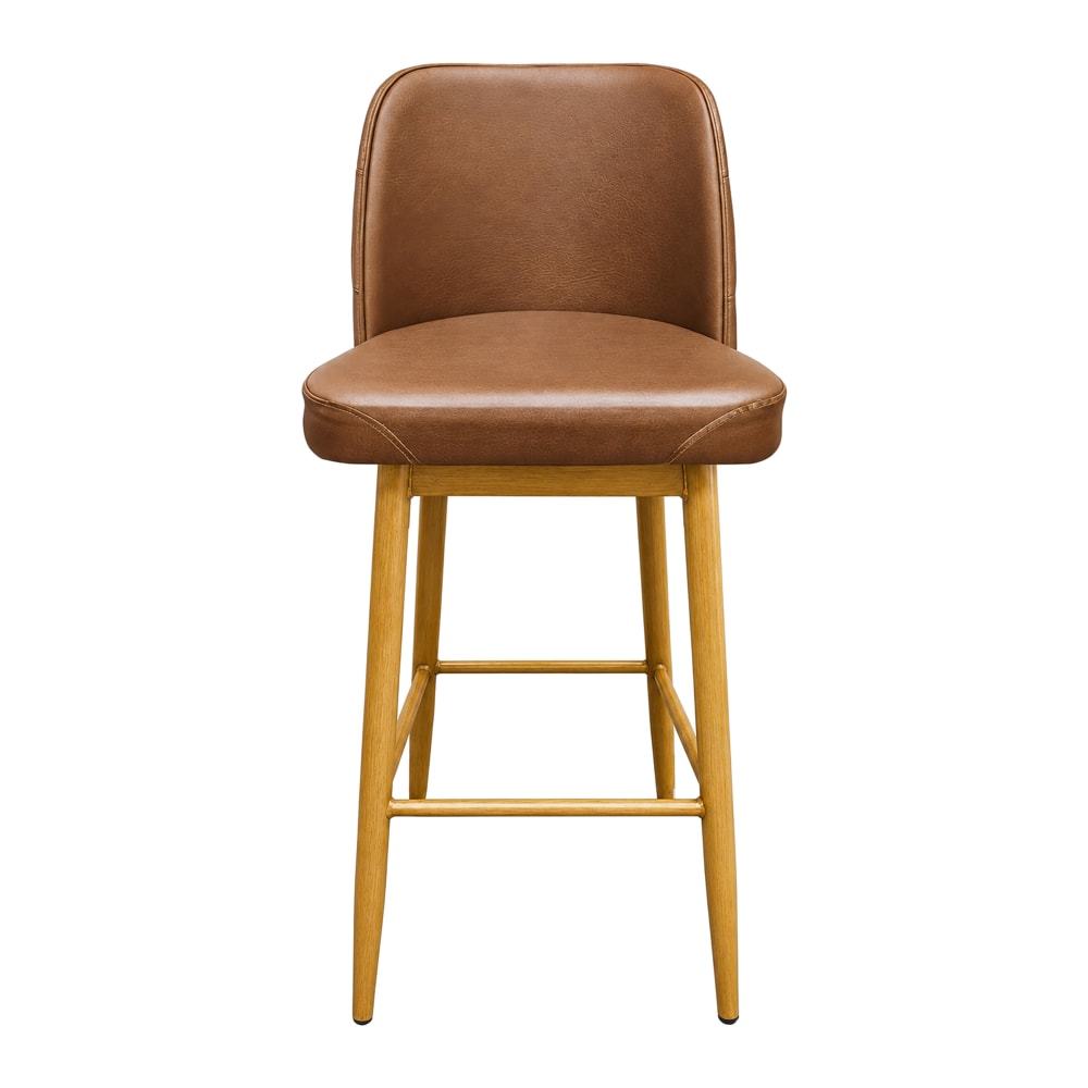 256-BM10501TUFNTBUC Bar Stool w/ Solid Vinyl Back & Buckskin Vinyl Seat, Natural