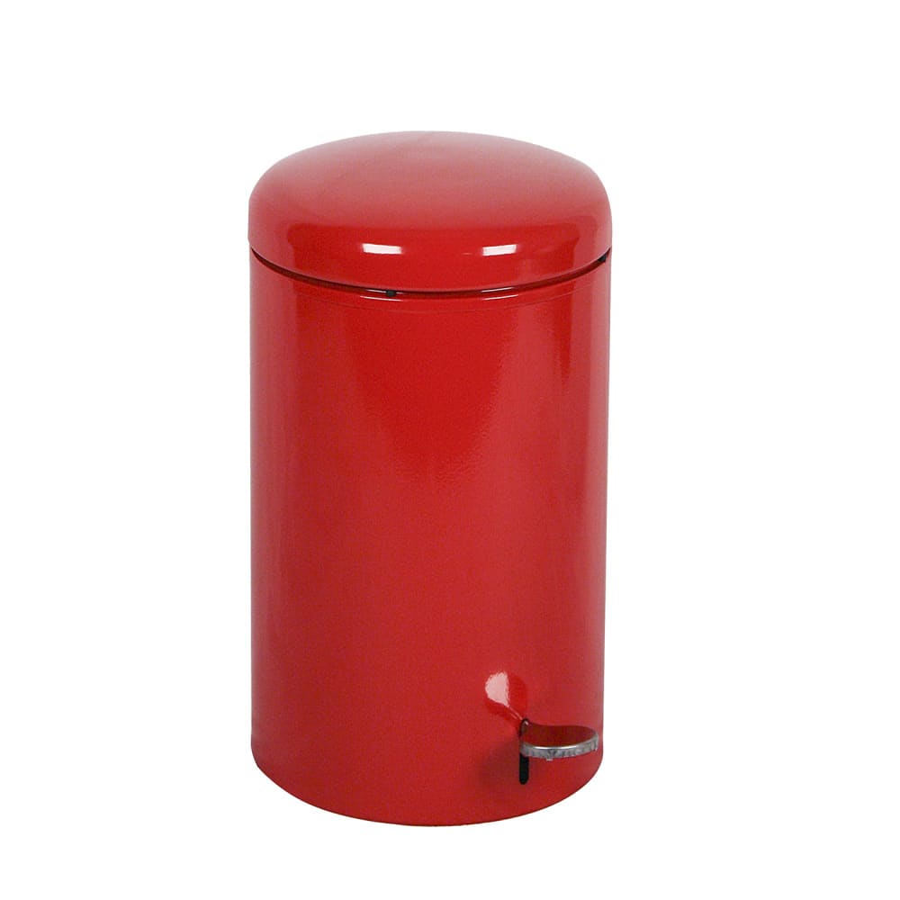 125-2270RD 7 gal Round Metal Step Trash Can, 11" dia x 21"H, Red