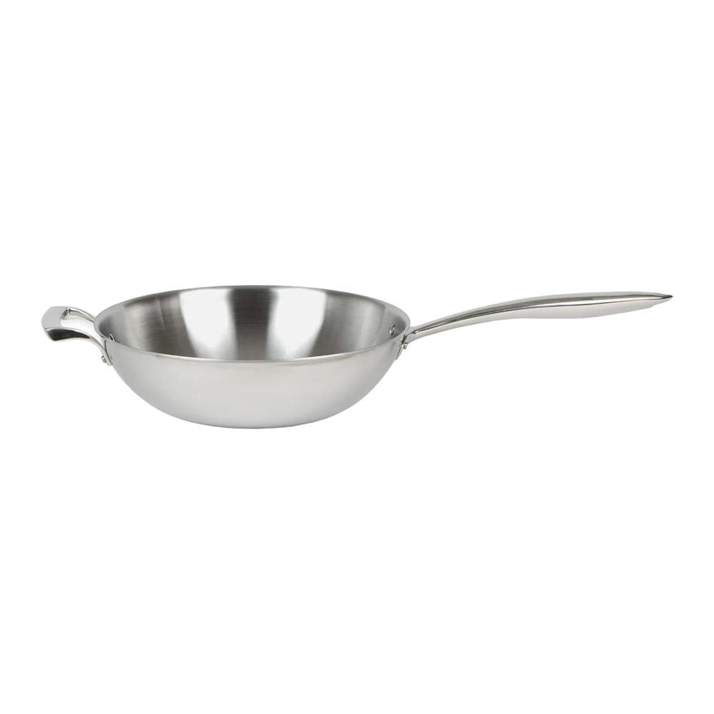 158-5724095 12" Stainless/Aluminum Stir Fry Pan - Induction Ready & Cool Handle