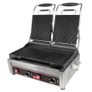Globe GPGDUE10 Double Commercial Panini Press w/ Cast Iron Grooved Plates, 240V/1PH