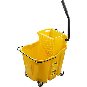 5 Gal. Yellow Plastic Steel Janitor Mop Bucket with Down Press Wringer and  Wheels