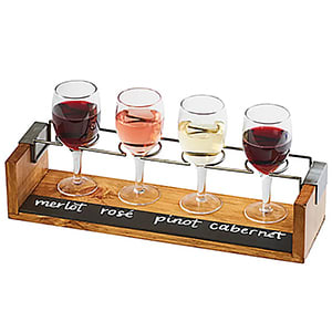 Acopa Write-On Flight Tray with Mini Drinking Jar Tasting Glasses