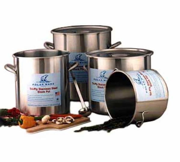 Polar Ware 123-POT Tri-Ply Stock Pot, w/o Cover, 12 Qt., Stainless Steel