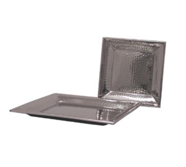 Polar Ware T8971A 11-1/4 in Square Hammered Tray, Stainless Steel