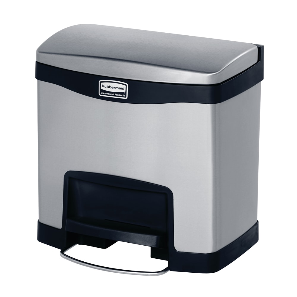 Rubbermaid 1901982 4-gal Rectangle Metal Step Trash Can, 15.58"L x 11.91"W x 15.73"H, Black