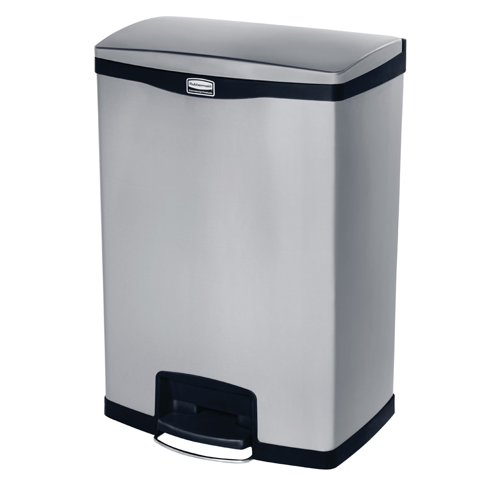 Rubbermaid 1901999 4-gal Rectangle Metal Step Trash Can, 21.8"L x 16.23"W x 31.83"H, Black