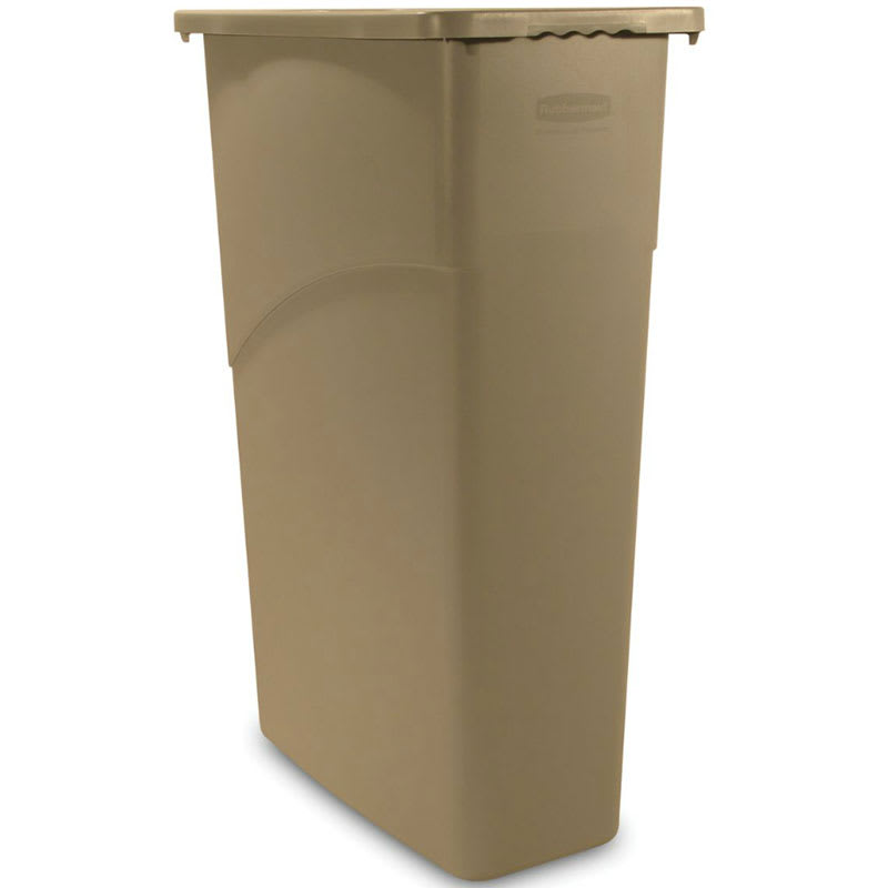 Rubbermaid FG354000BEIG 23-gal Rectangle Slim Trash Can, 20"L x 11"W x 30"H, Beige