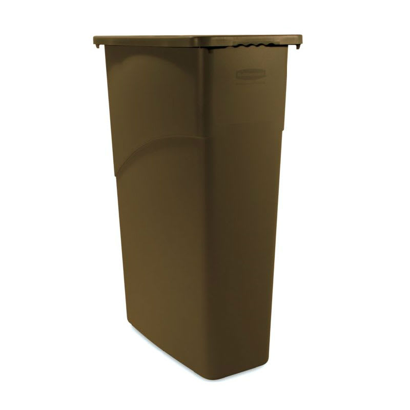 Rubbermaid FG354000BRN 23-gal Rectangle Slim Trash Can, 22"L x 11"W x 30"H, Brown