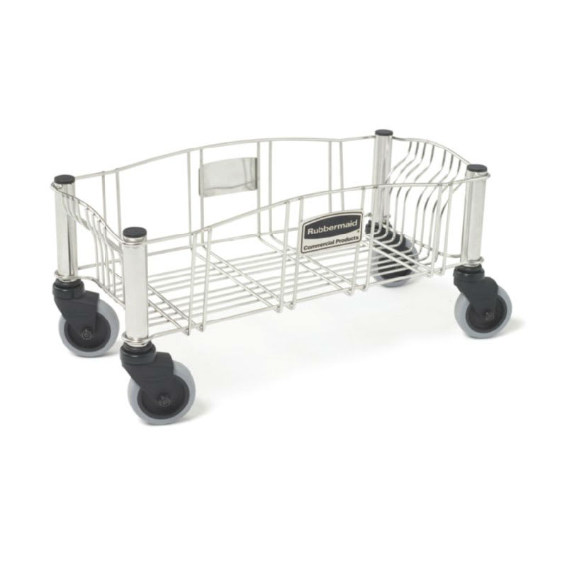 Rubbermaid FG355300SSSTL Rectangular Metal Trash Can Dolly w/ Flat Center & 120-lb Capacity