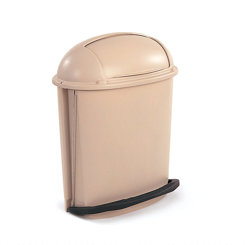 Rubbermaid FG617700BEIG 14-1/2-gal Pedal Container - Roll Top Lid, Beige