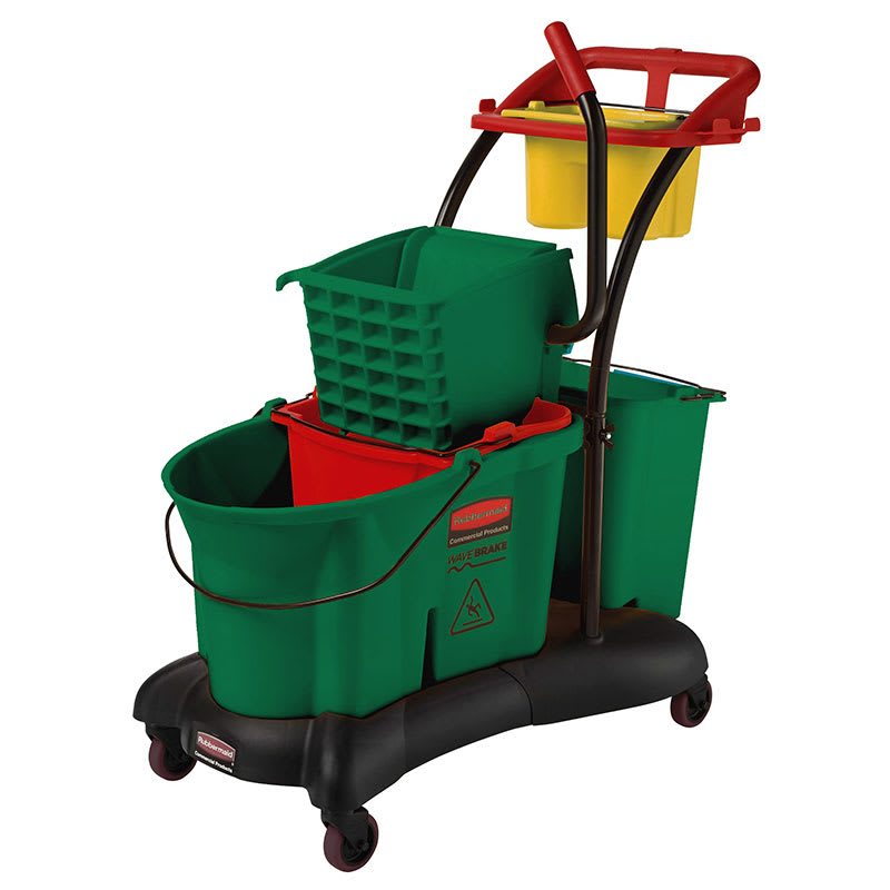 Rubbermaid FG777700GRN 35-qt WaveBrake Mopping Trolley - Down Press, Green