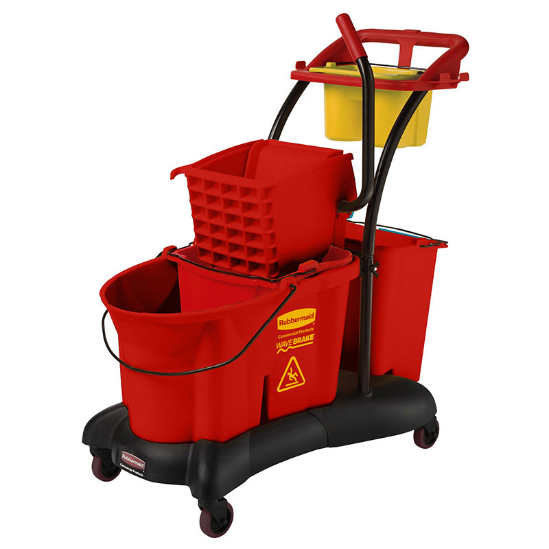 Rubbermaid FG777700RED 35-qt WaveBrake Mopping Trolley - Down Press, Red