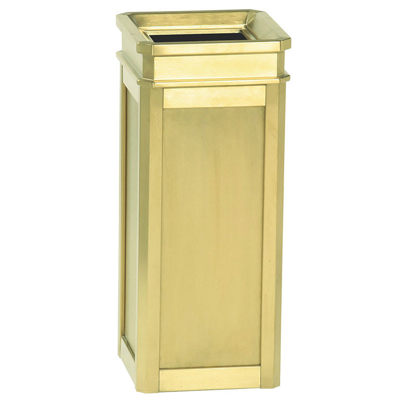 Rubbermaid FGDS12TSBS 5-gal Trash Receptacle - Galvanized Liner, Satin Brass Stainless