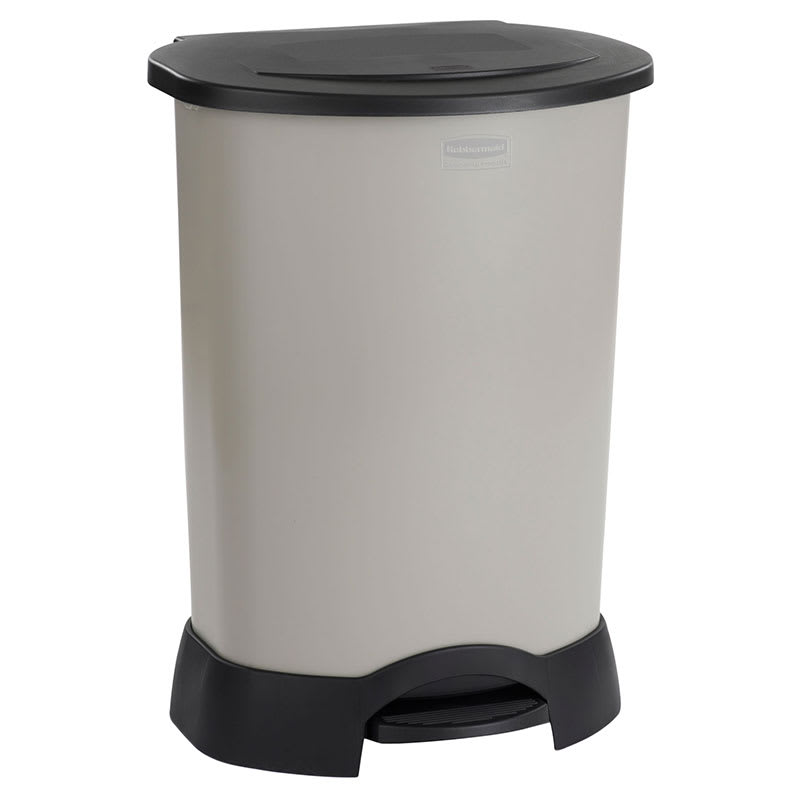 Rubbermaid FG614700LPLAT 30-gal Step-On Container - Heavy-Duty Pedal, Light Platinum