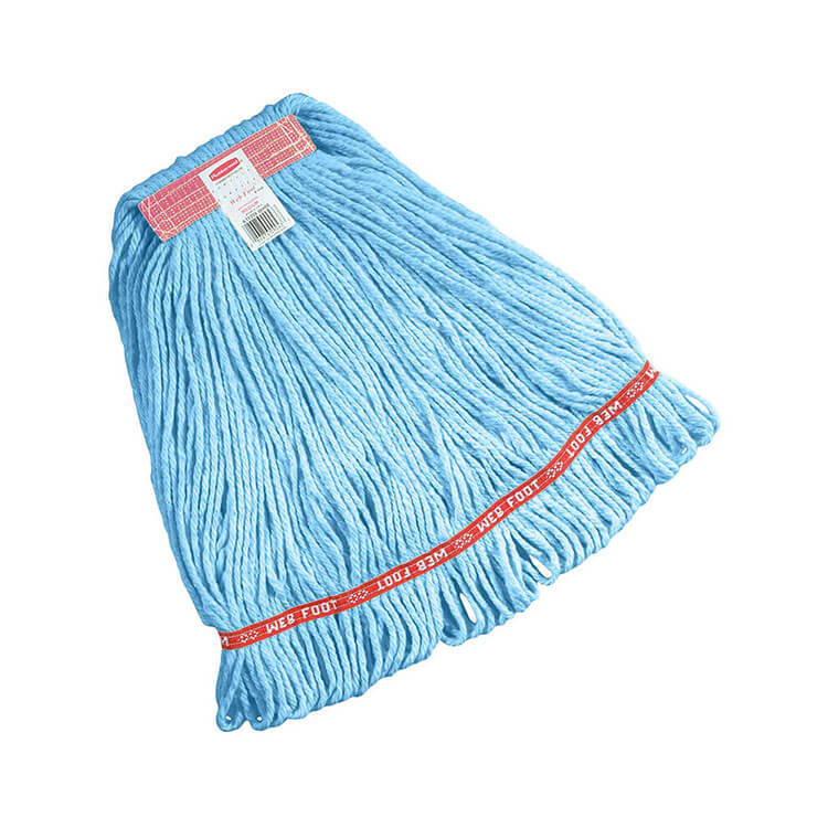 Rubbermaid FGC11106 BL00 Looped-End Small Wet Mop Head - 1" Headband, 4-Ply Cotton/Synthetic, Blue