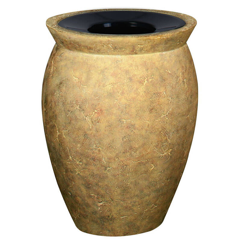 Rubbermaid FGFGK2936PLSAH 37-gal Milan Waste Receptacle - Pescara Open Top, Fiberglass, Sahara