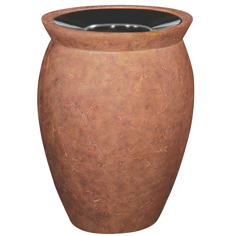 Rubbermaid FGFGK2936PLWTRC 37-gal Milan Waste Receptacle - Pescara Open Top, Fiberglass, Terra Cotta