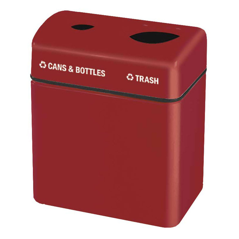 Rubbermaid FGFGR2416TPPLBY 32-gal Recycling Center - 2-Section, Fiberglass, Burgundy