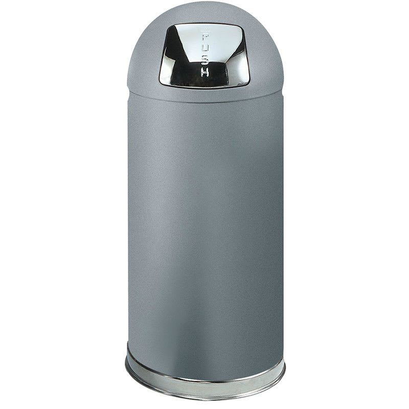 Rubbermaid FGR1536SMGL 15-gal Indoor Decorative Trash Can - Metal, Silver