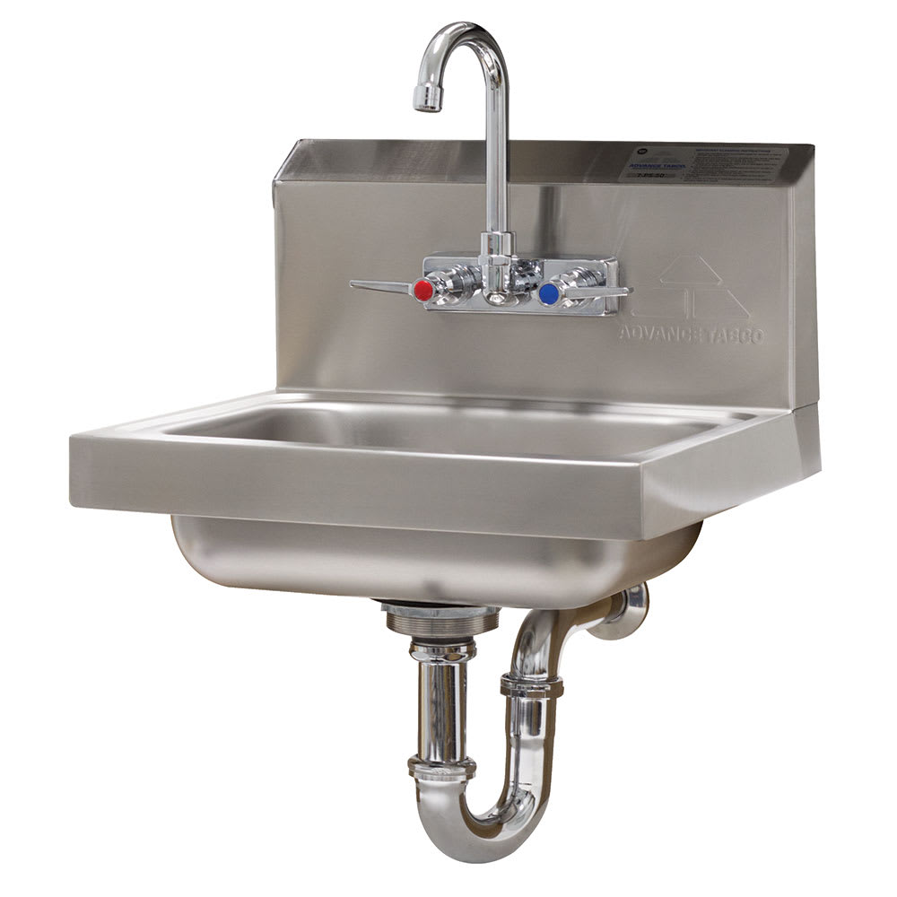 Advance Tabco 7 Ps 54 Wall Mount Commercial Hand Sink W 14 L X 10 W X 5 D Bowl Standard Faucet