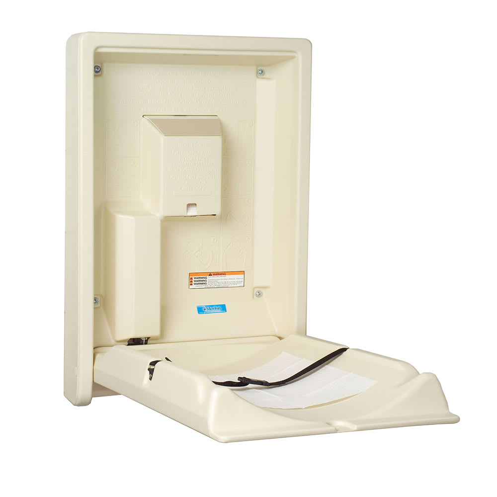 Bobrick KB101-00 Vertical Wall-Mounted Changing Station - Polyethylene, Cream