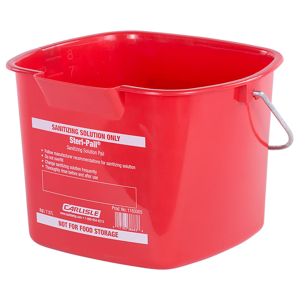 Carlisle 1183005 8-qt Square Sanitizing Pail - Red