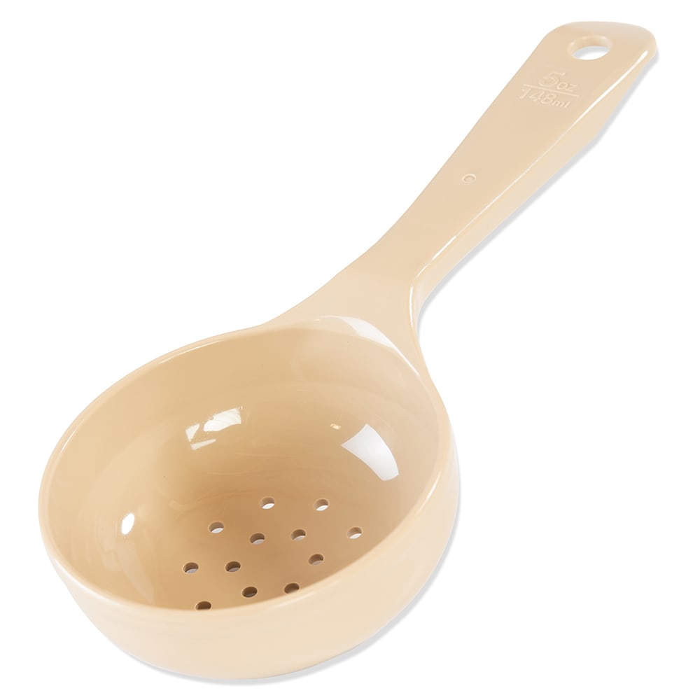 CFS 496606 Perforated Short Handle Portion Control Spoon, 5.0 fl oz, Beige