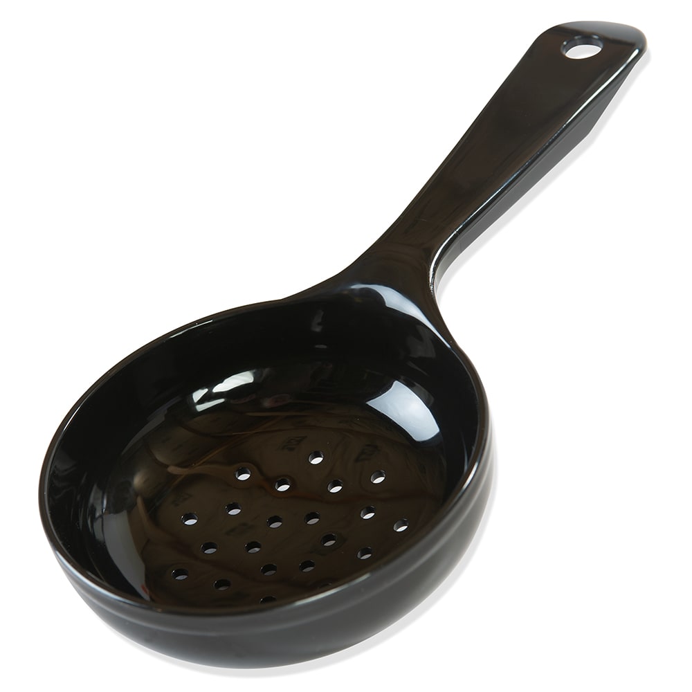 CFS 496703 Perforated Short Handle Portion Control Spoon, 6.0 fl oz, Black