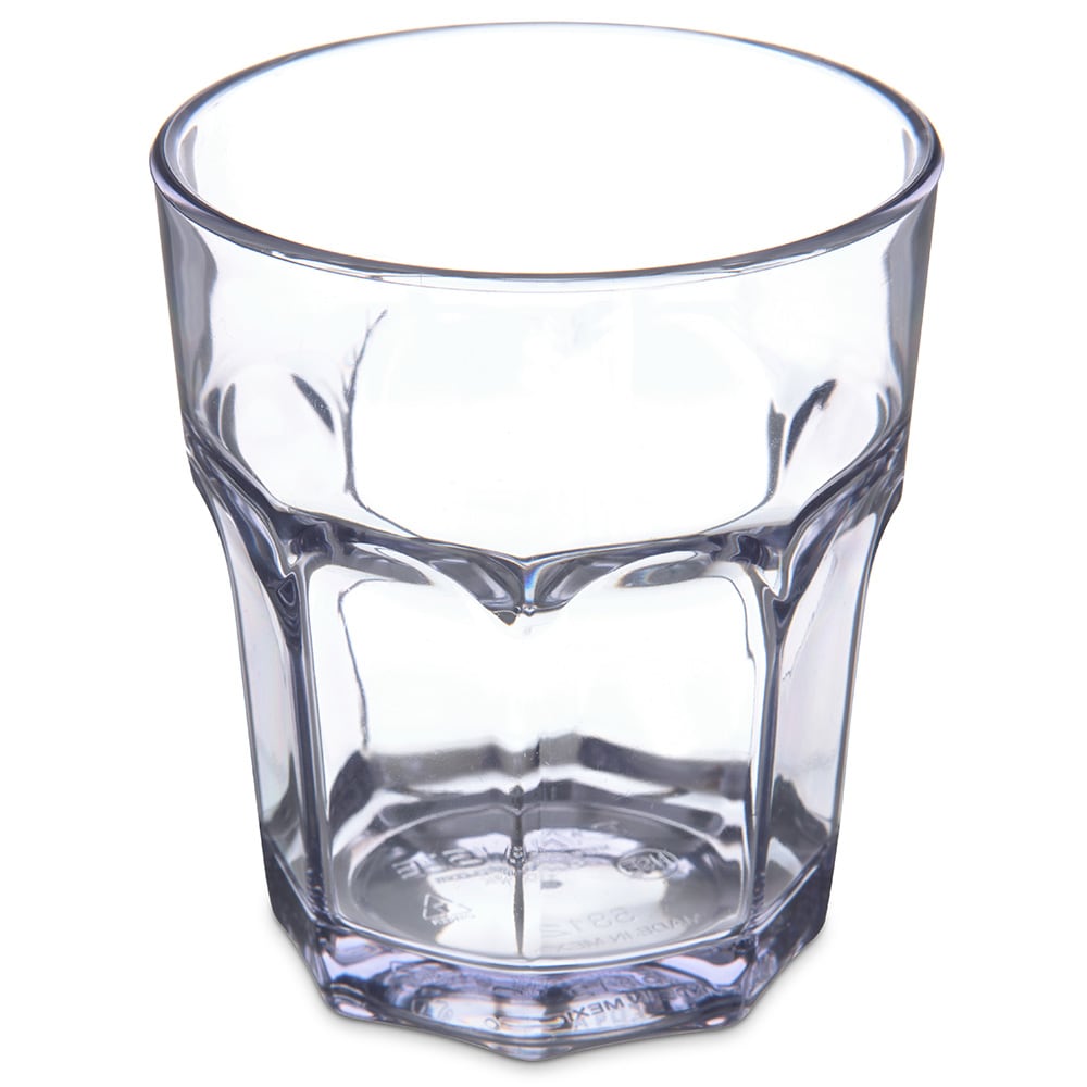 Carlisle 581207 12 oz Clear Faceted Plastic Rocks Tumbler