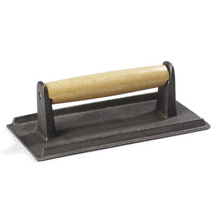 Carlisle 607410 Steak Weight - 8-1/4x4-1/4x3" Wood Handle, Cast Iron