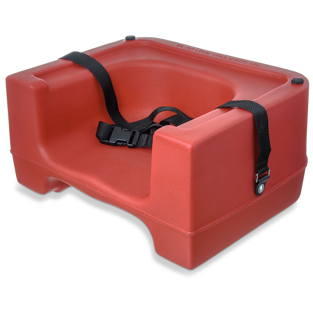 Carlisle 7111-405 Dual-Height Booster Seat w/ Safety Strap - Polyethylene, Red