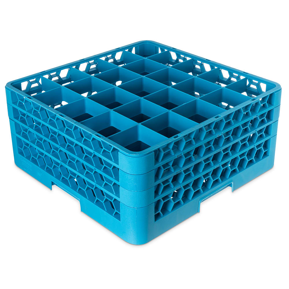Carlisle RG25-314 OptiClean™ Glass Rack w/ (25) Compartments - (3)  Extenders, Blue