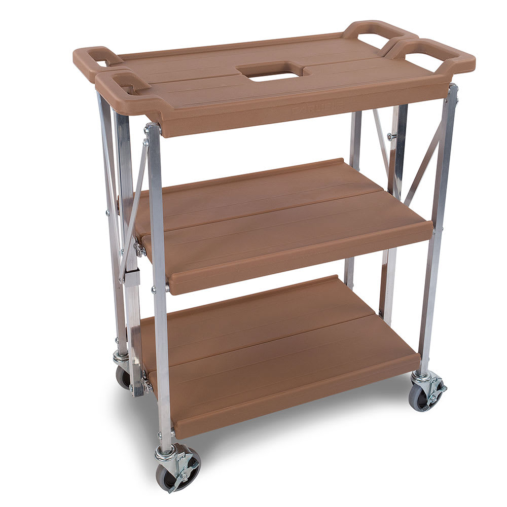Carlisle SBC152125 3-Level Polymer Utility Cart w/ 350-lb Capacity, Flat Ledges