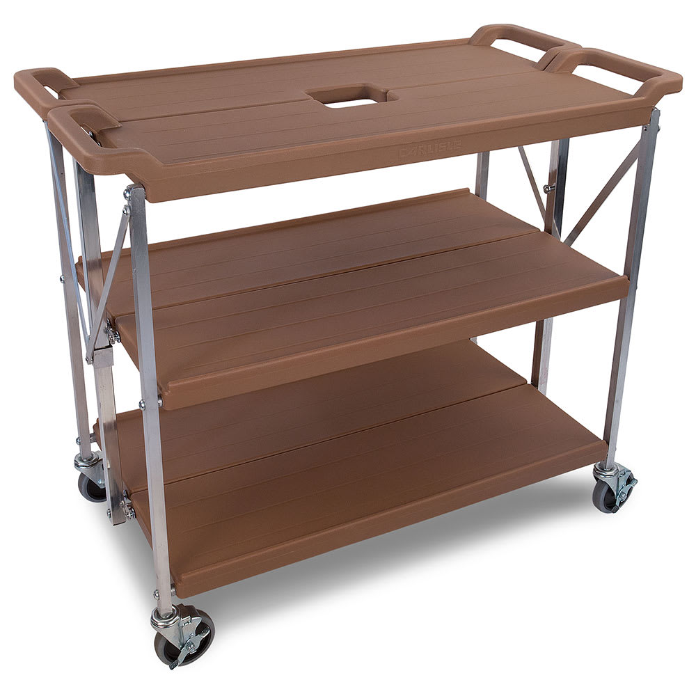 Carlisle SBC203125 3-Level Polymer Utility Cart w/ 350-lb Capacity, Flat Ledges