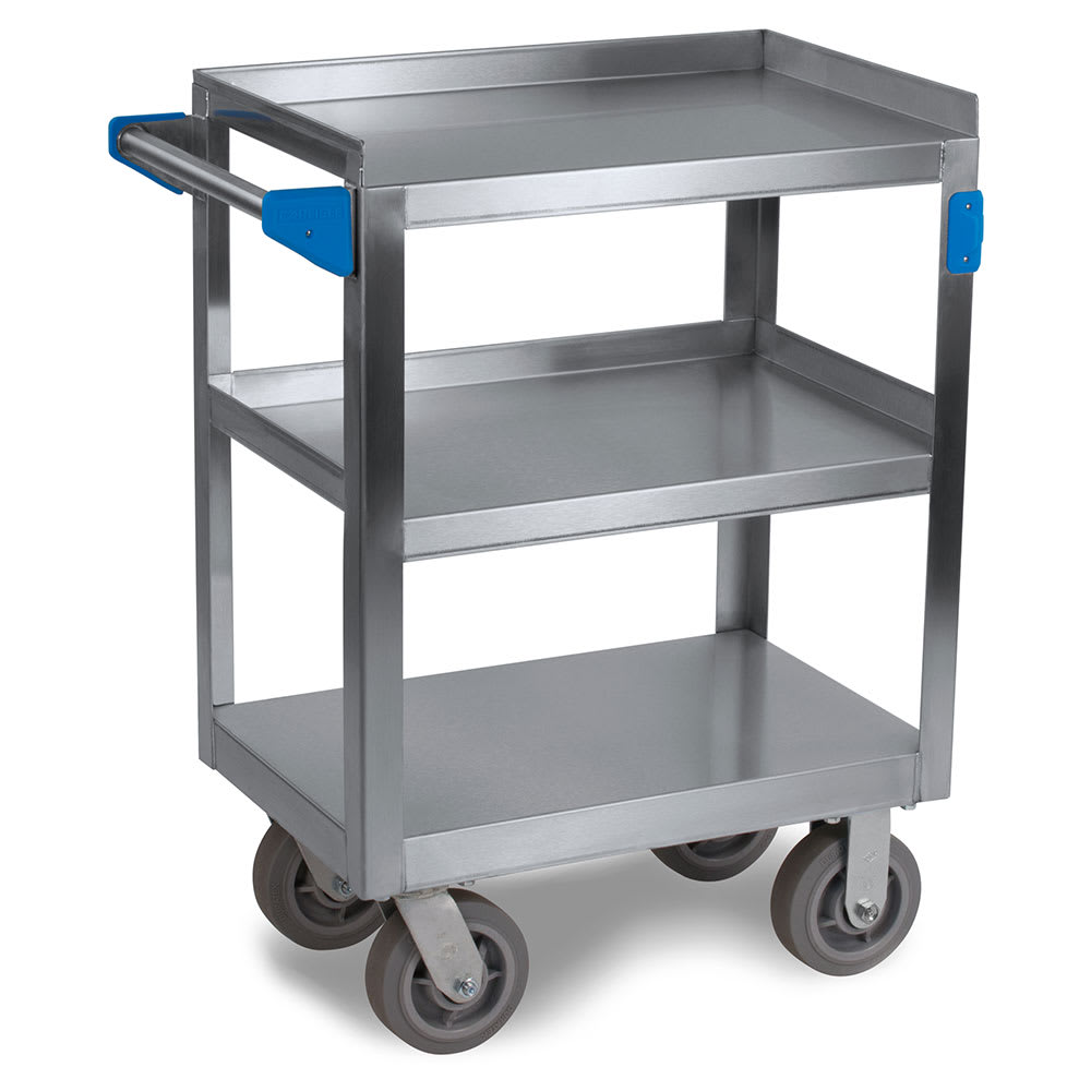 Carlisle UC7031524 3-Level Stainless Utility Cart w/ 700-lb Capacity, Flat Ledges