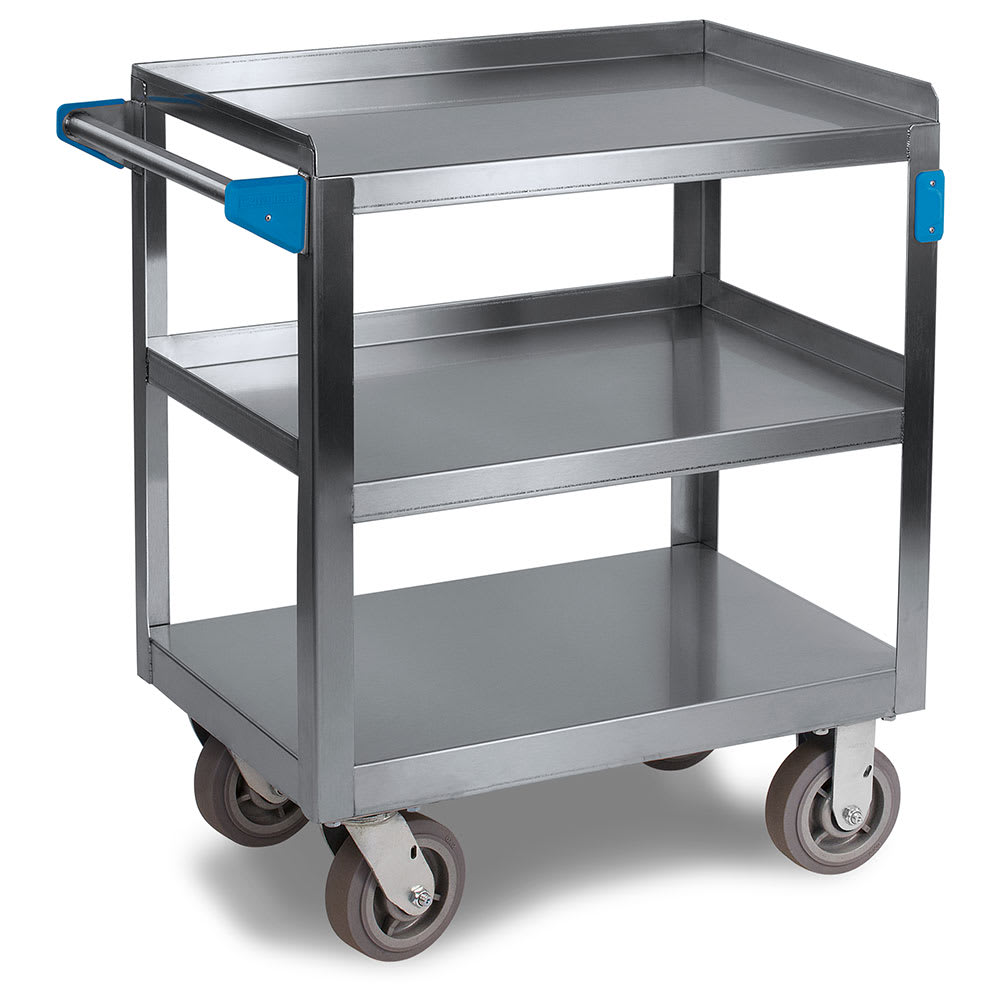 Carlisle UC7031827 3-Level Stainless Utility Cart w/ 700-lb Capacity, Flat Ledges