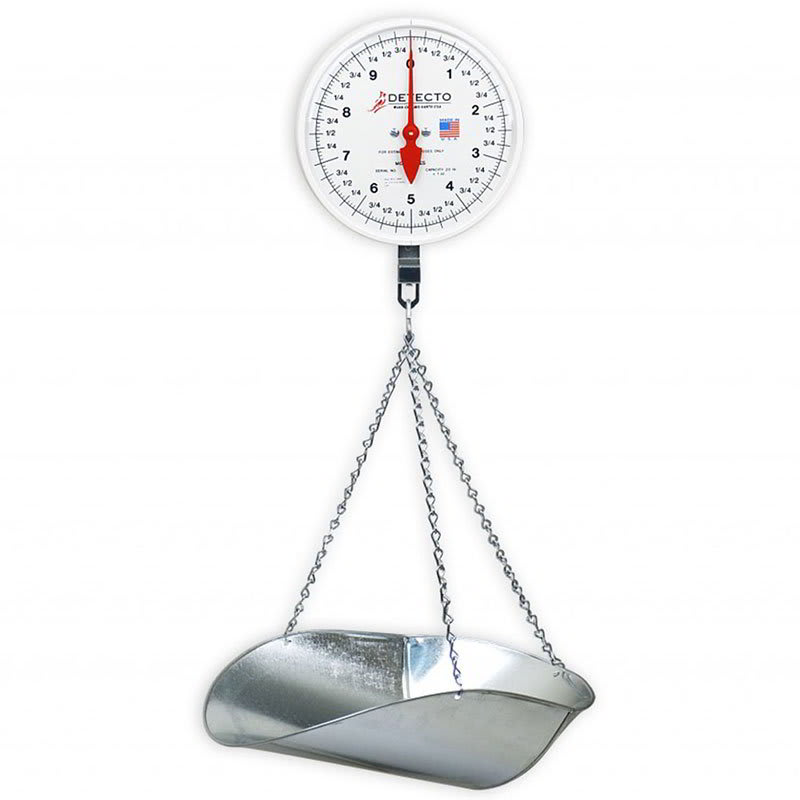 Detecto MCS10KGF Hanging Fish & Vegetable Dial Scale w/ Stainless Steel Pan, 10-kg Capacity
