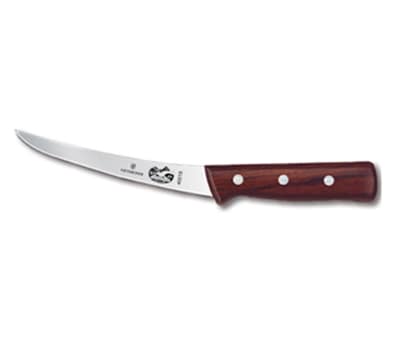 Victorinox - Swiss Army 40019 Curved Boning Knife w/ 6" Flexible Blade, High Carbon Steel, Rosewood Handle