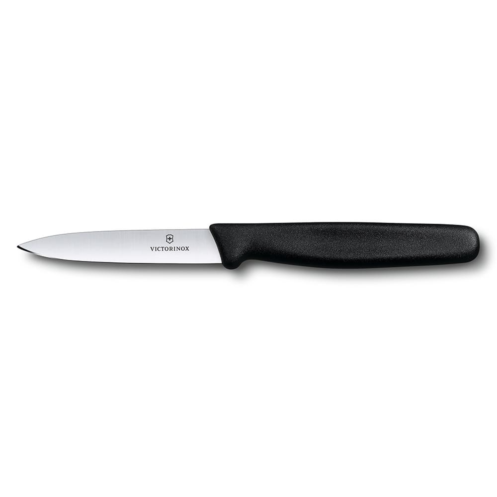 Victorinox - Swiss Army 40508 Paring Knife w/ 3.25" Blade, High Carbon Steel, Black Polypropylene Handle