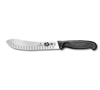 Victorinox - Swiss Army 40533 Butcher Knife w/ 8" Blade, Granton Edge, Black Handle