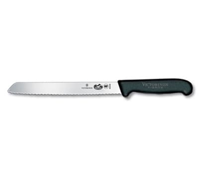 Victorinox - Swiss Army 40549 Slant Tip Bread Knife w/ 8" Blade, Wavy Edge, Black Handle