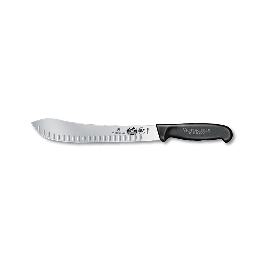 Victorinox - Swiss Army 40638 Butcher Knife w/ 10" Blade, Granton Edge, Black Handle