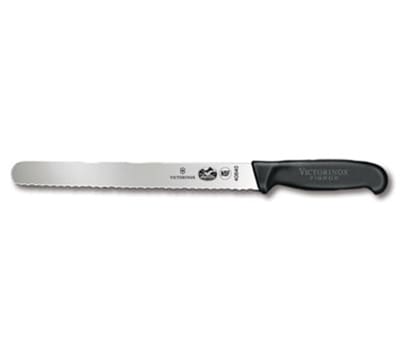 Victorinox - Swiss Army 40640 Slicer Knife w/ 10" Blade, Wavy Edge, Black Handle