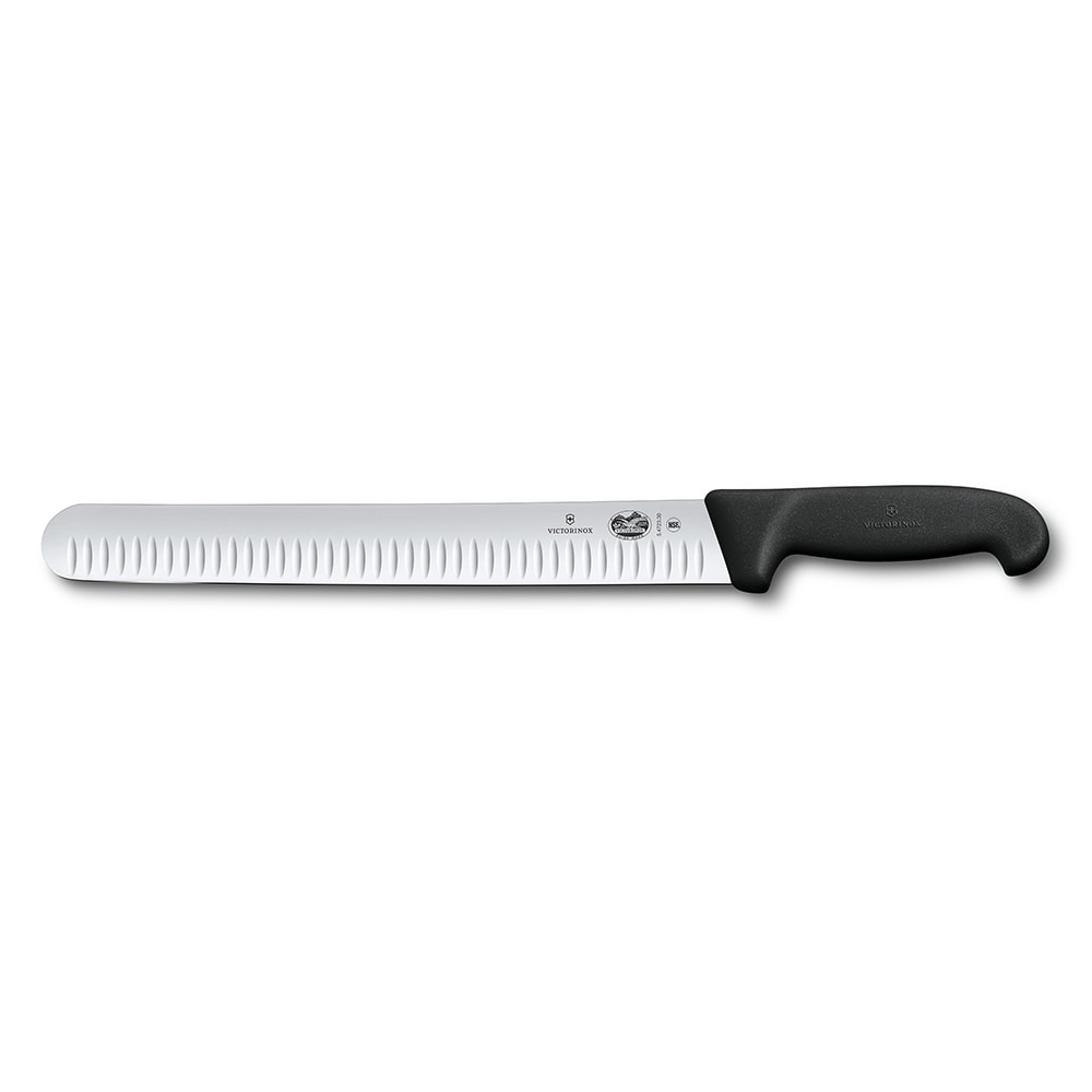 Victorinox - Swiss Army 40645 Slicer Knife w/ 12" Blade, Granton Edge, Black Handle