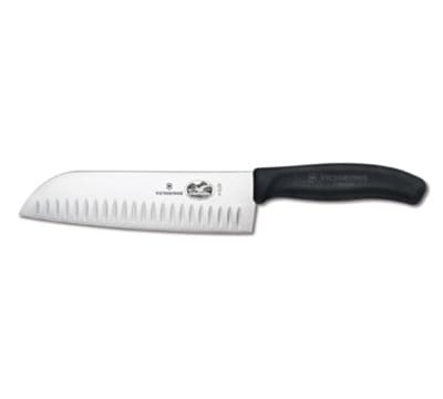 Victorinox - Swiss Army 41529 Santoku Knife w/ 7" Blade, Granton Edge, Black Handle