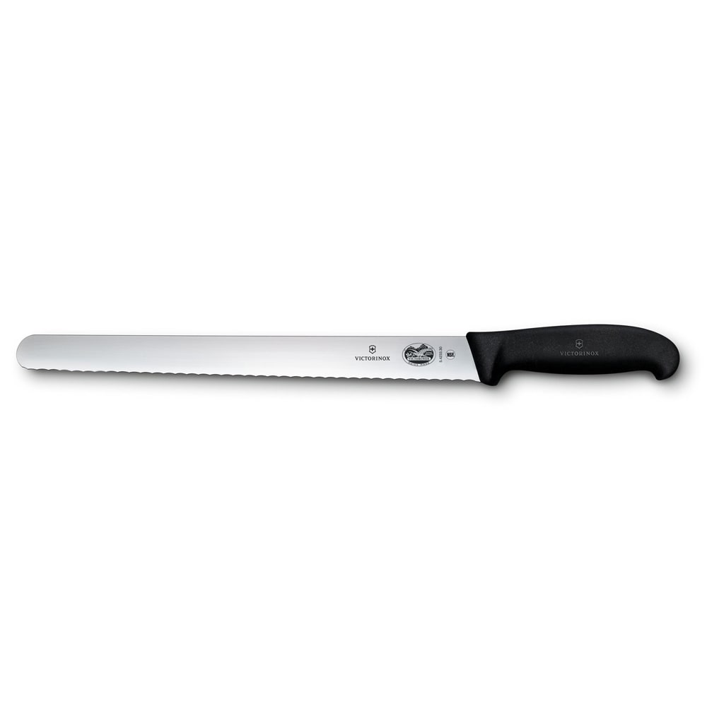 Victorinox - Swiss Army 47641 Slicer Knife w/ 12" Blade, Wavy Edge, Black Handle