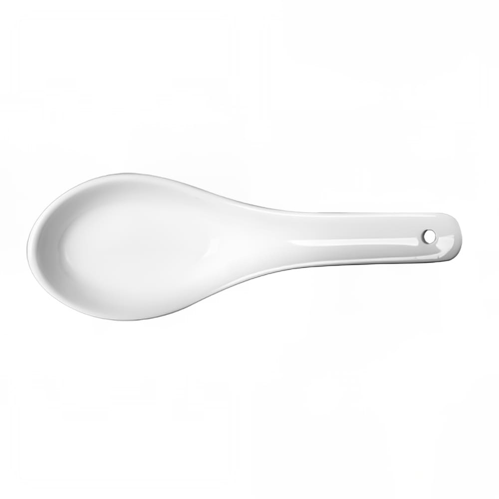 Cameo China 21008 5" Imperial Chinese Soup Spoon w/ Hole Ceramic, White