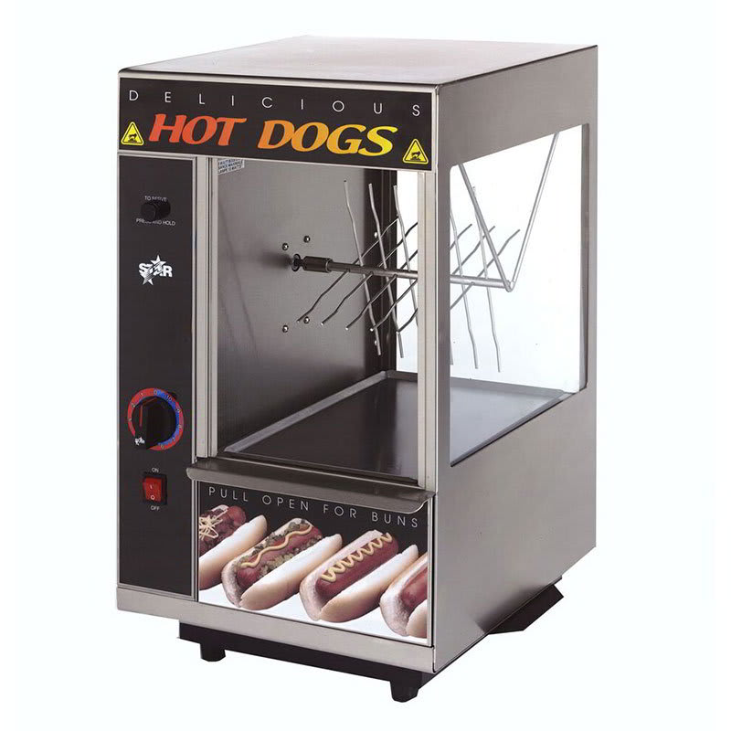 Star 175SBA Hot Dog Broiler w/Bun Warmer, Spike Type 48-Dog/32-Bun